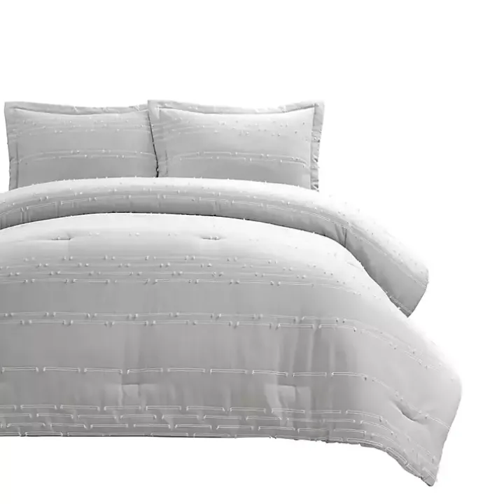 Gray Clipped Stripe 3-pc. Cali King Comforter Set