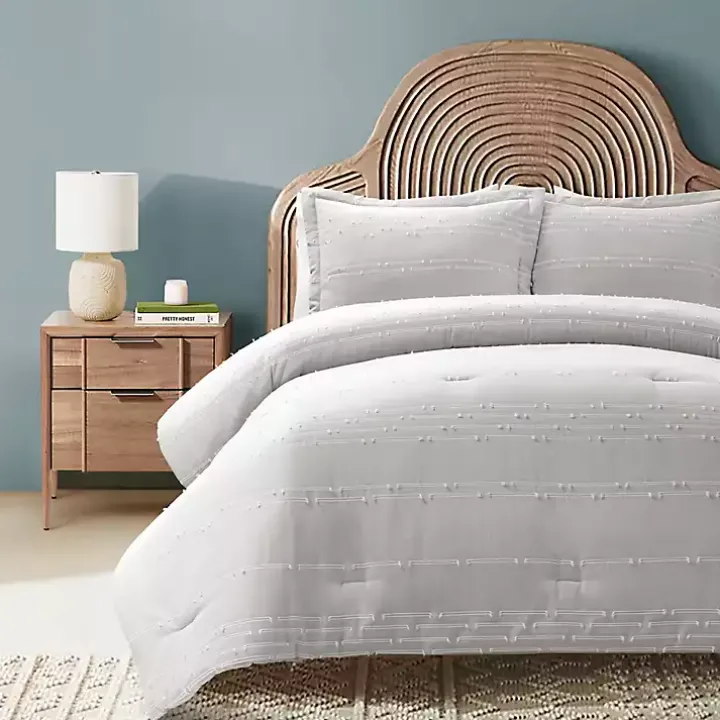 Gray Clipped Stripe 3-pc. Cali King Comforter Set
