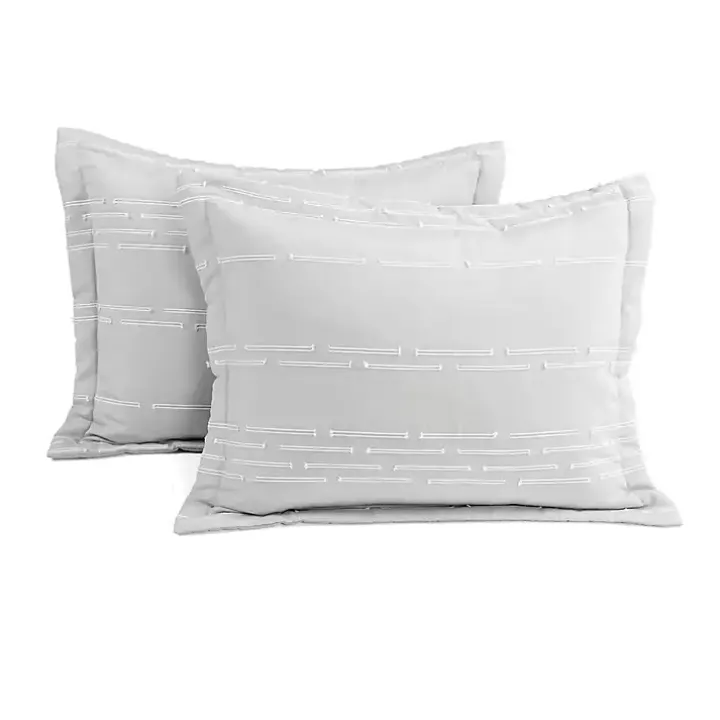 Gray Clipped Stripe 3-pc. Full/Queen Comforter Set