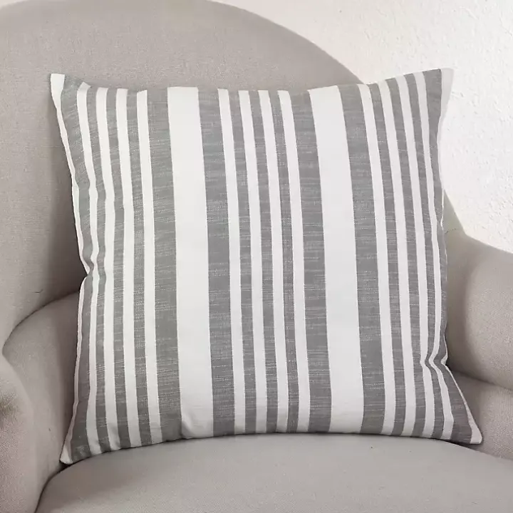 Gray Coastal Stripe Pillow