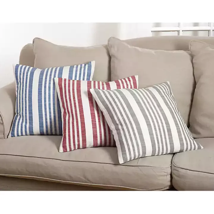Gray Coastal Stripe Pillow
