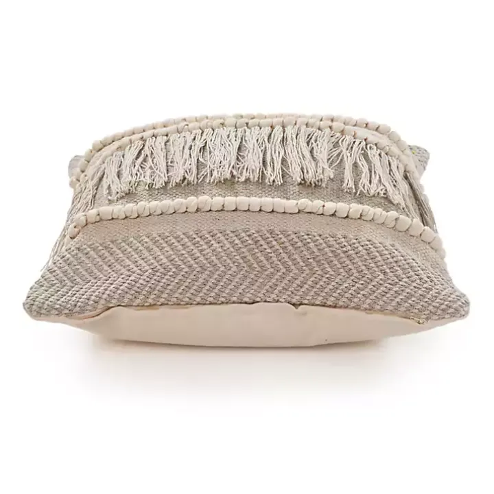 Gray Comfort Fringe Pillow