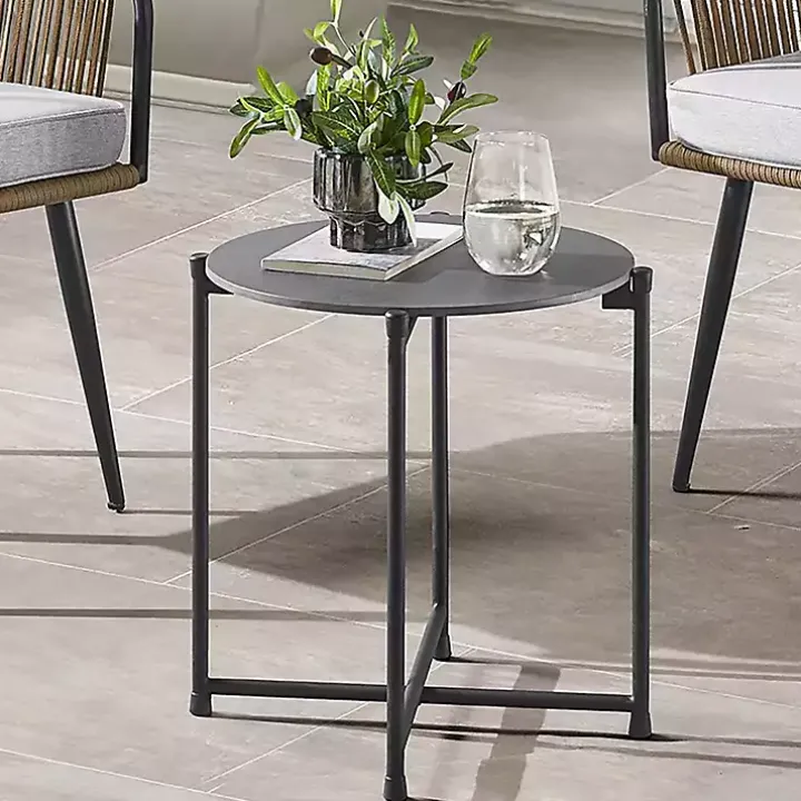 Gray Concrete Top Outdoor Cocktail Table