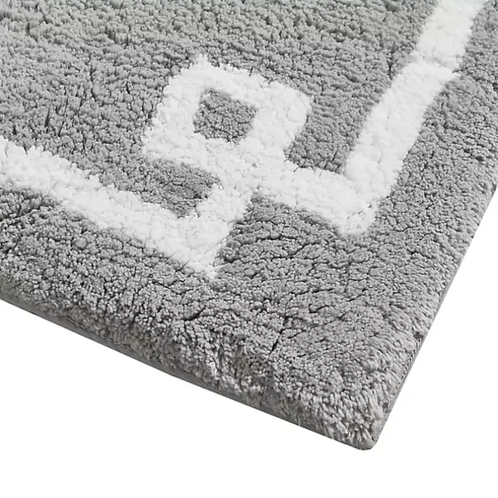 Gray Cotton Tufted Bath Mat with Border, 40 in.