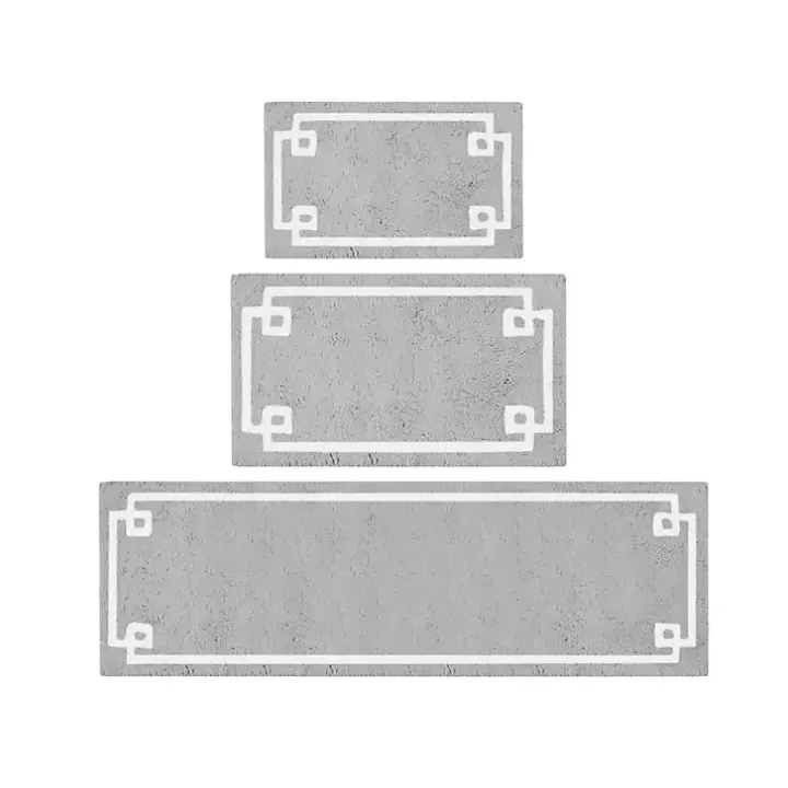 Gray Cotton Tufted Bath Mat with Border, 40 in.