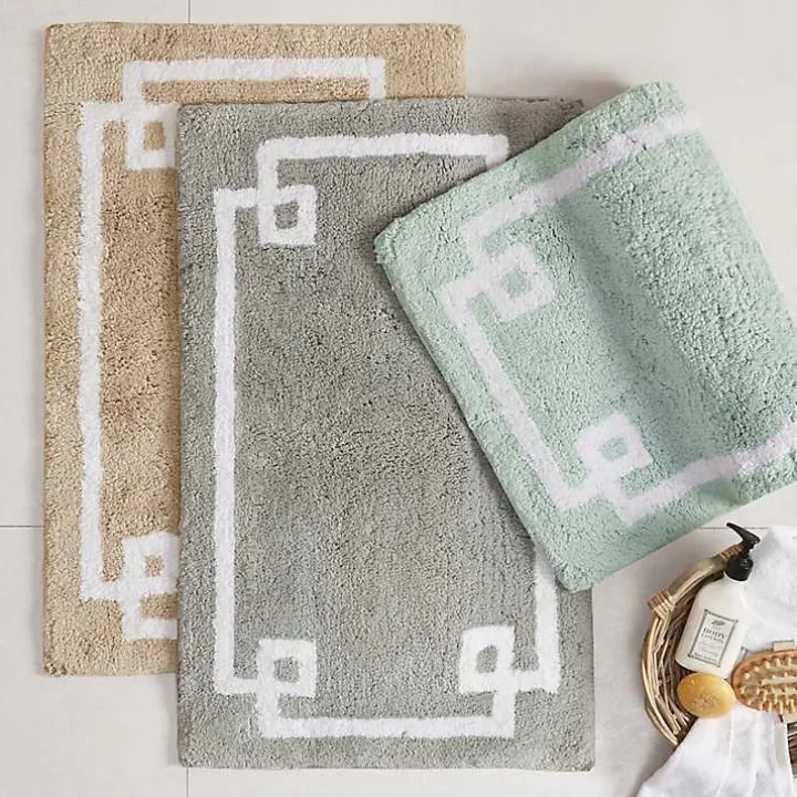 Gray Cotton Tufted Bath Mat with Border, 40 in.