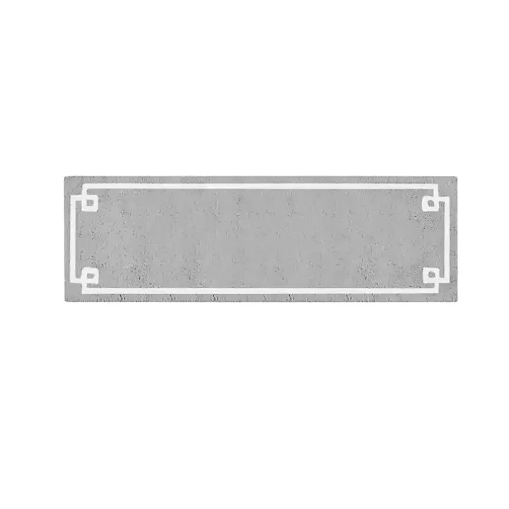 Gray Cotton Tufted Bath Runner with Border