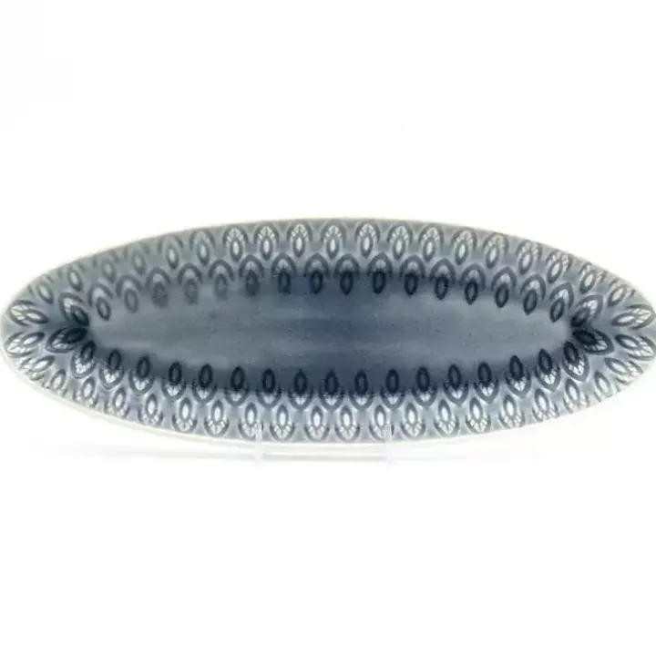 Gray Crackle Glaze Peacock Appetizer Platter