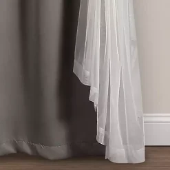 Gray Curtain Panel Set with Overlay, 84 in.