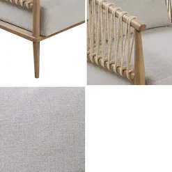 Gray Curved Wood and Jute Rope Accent Chair