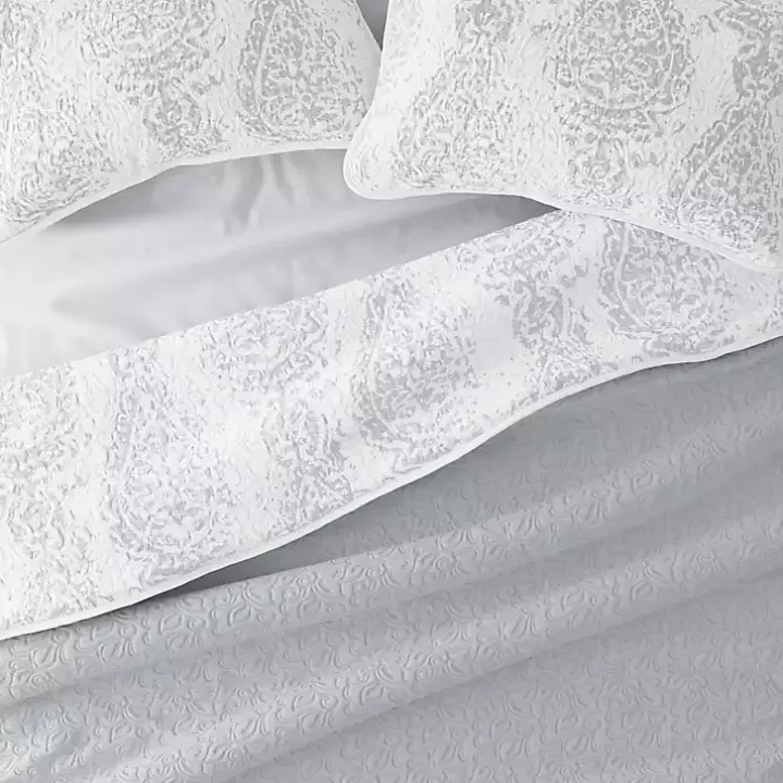 Gray Damask Reversible 2-pc. Twin Quilt Set