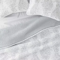 Gray Damask Reversible 3-pc. King Quilt Set