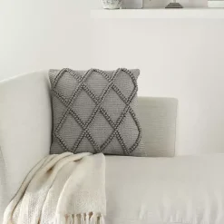 Gray Diamond Lattice Throw Pillow