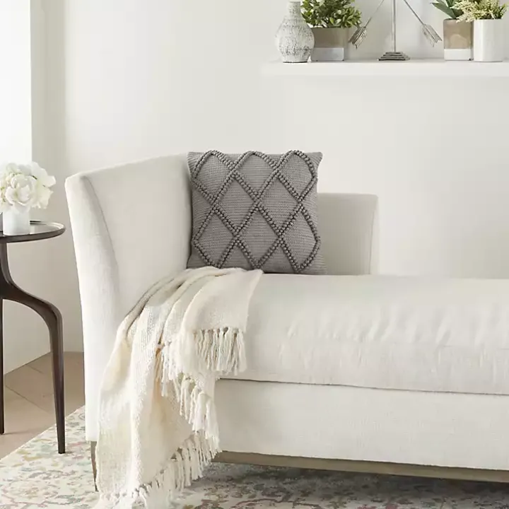 Gray Diamond Lattice Throw Pillow