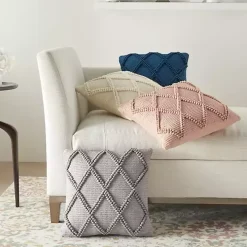 Gray Diamond Lattice Throw Pillow