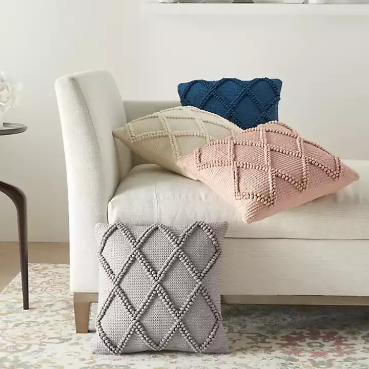 Gray Diamond Lattice Throw Pillow