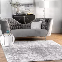 Gray Distressed Power Loomed Area Rug, 10x14