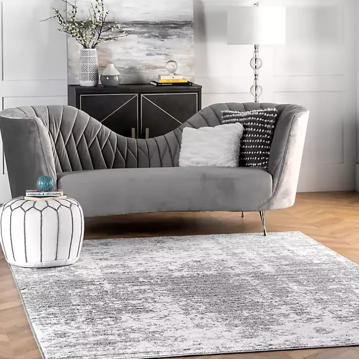 Gray Distressed Power Loomed Area Rug, 10x14