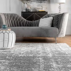 Gray Distressed Power Loomed Area Rug, 10x14