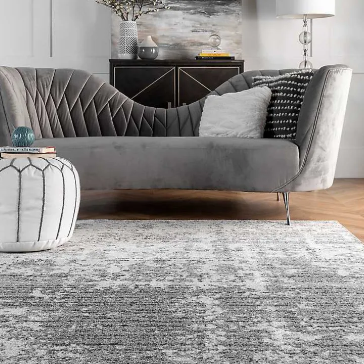 Gray Distressed Power Loomed Area Rug, 10x14