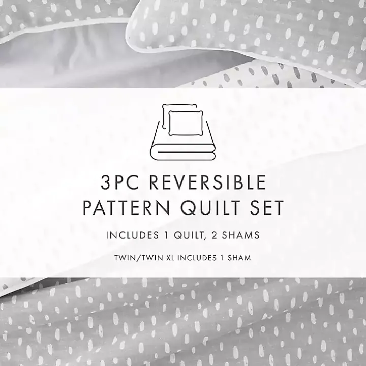Gray Dotted Reversible 2-pc. Twin Quilt Set