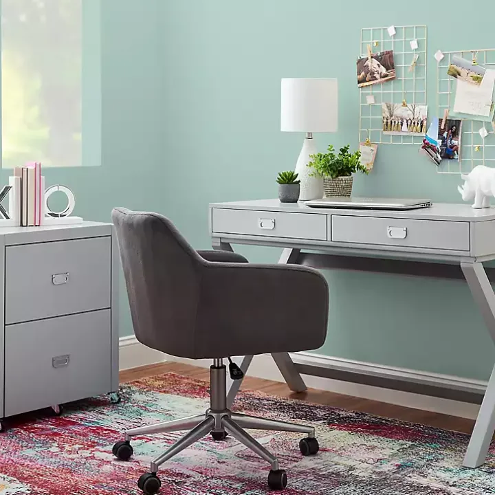Gray 2-Drawer X-Frame Desk