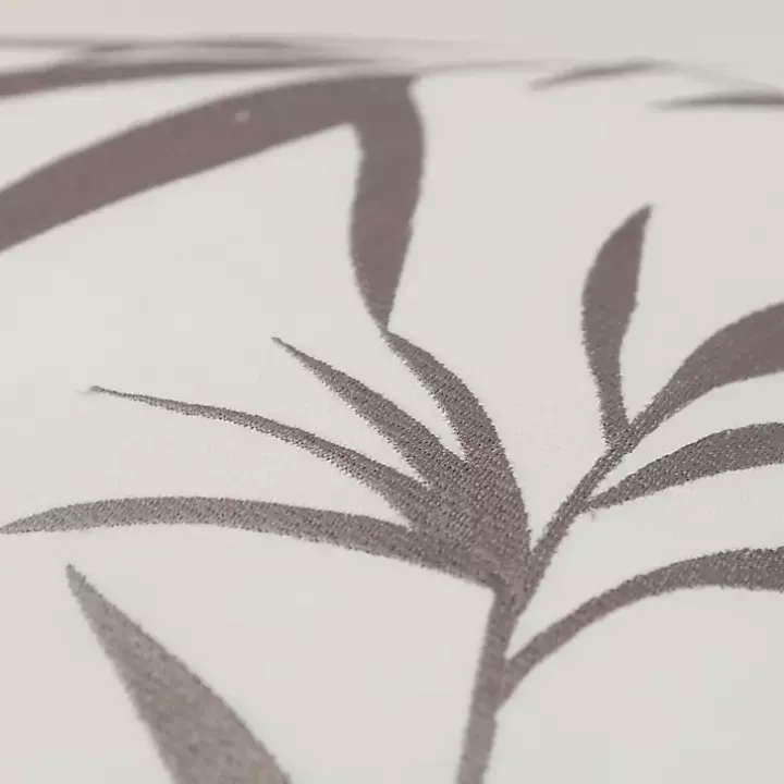Gray Embroidered Botanical Throw Pillow