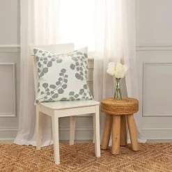 Gray Embroidered Floral Throw Pillow
