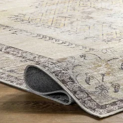 Gray Faded Medallion Washable Area Rug, 4x6