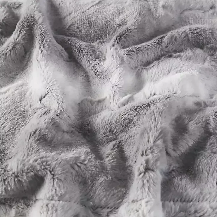 Gray Faux Fur Oversized Throw Blanket
