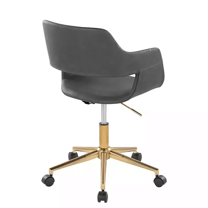 Gray Faux Leather & Gold Marshall Office Chair