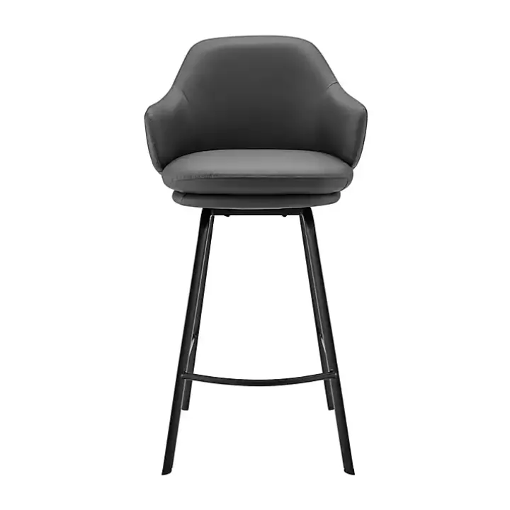 Gray Faux Leather Brigden Swivel Counter Stool
