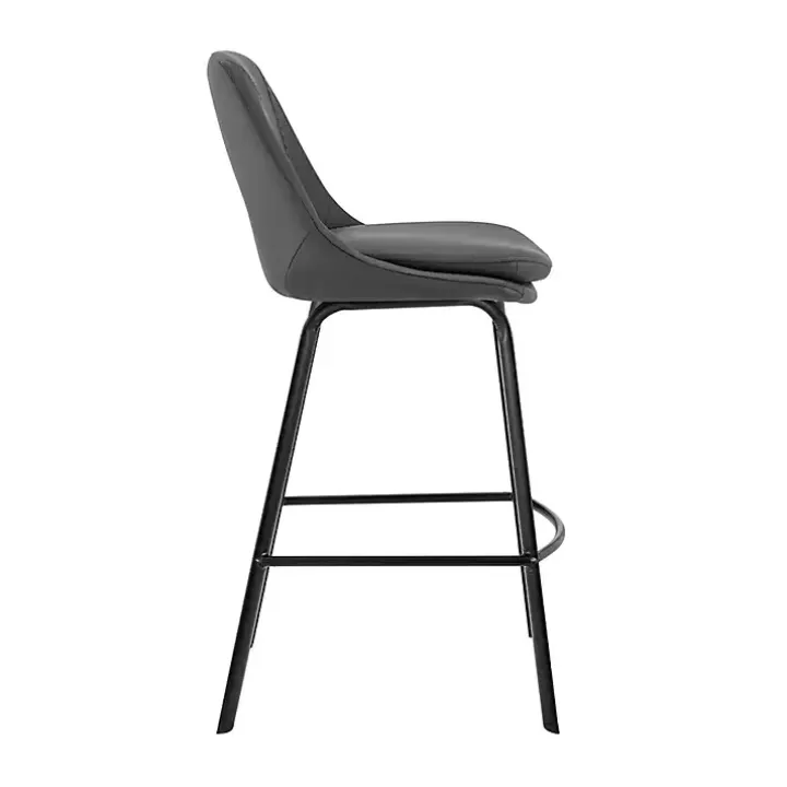 Gray Faux Leather Carise Swivel Counter Stool