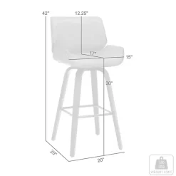 Gray Faux Leather Tyler Swivel Bar Stool