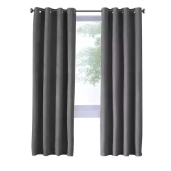 Gray Faux Suede Blackout Curtain Panel, 108 in.