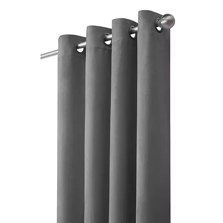 Gray Faux Suede Blackout Curtain Panel, 95 in.