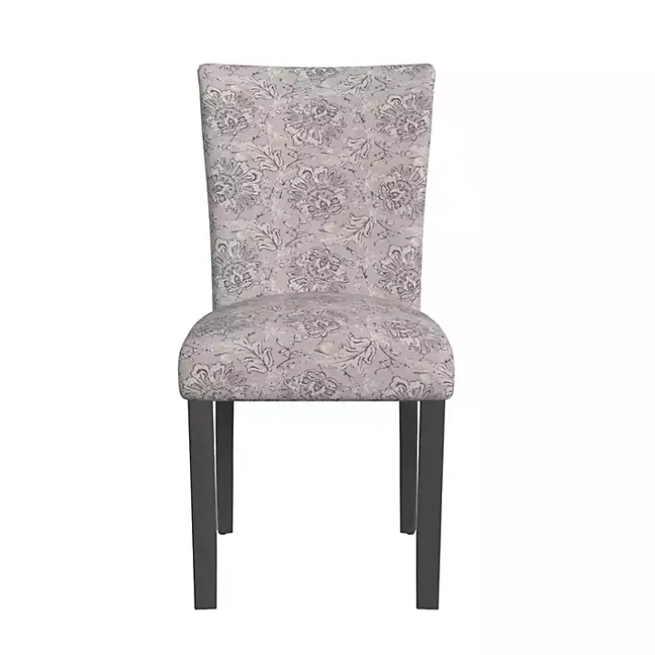 Gray Floral Parsons Dining Chairs, Set of 2