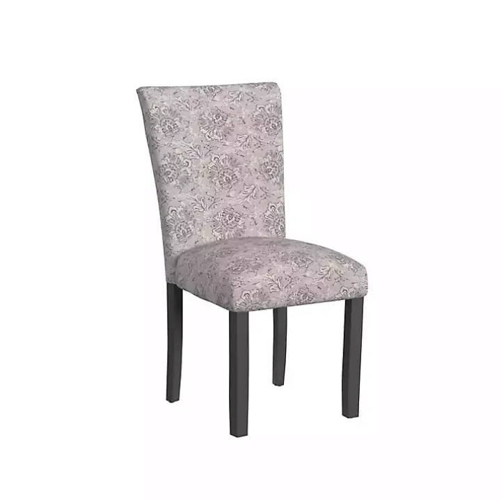 Gray Floral Parsons Dining Chairs, Set of 2