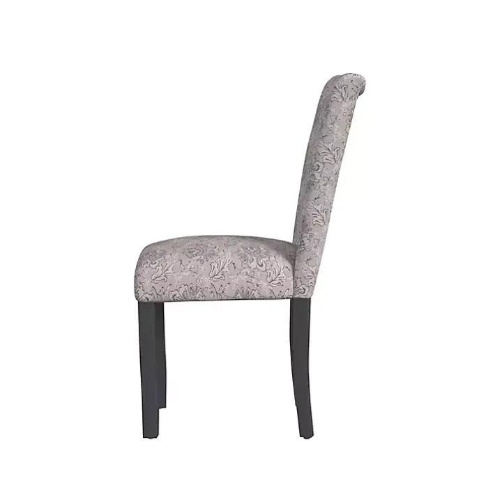 Gray Floral Parsons Dining Chairs, Set of 2