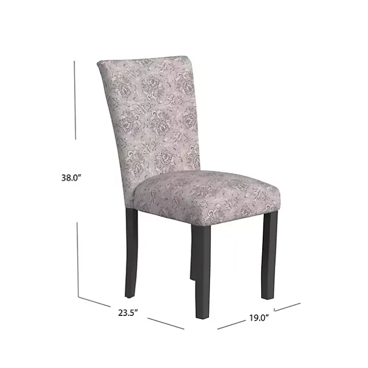 Gray Floral Parsons Dining Chairs, Set of 2