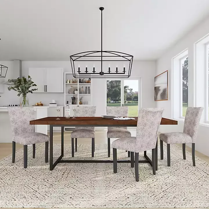 Gray Floral Parsons Dining Chairs, Set of 2