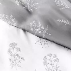 Gray Floral Reversible 2-pc. Twin Duvet Cover Set
