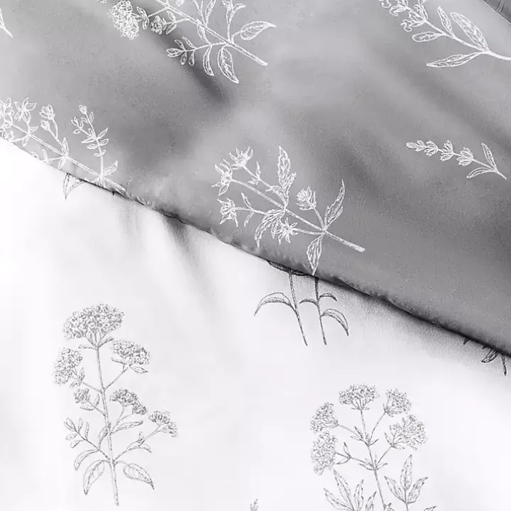 Gray Floral Reversible 2-pc. Twin Duvet Cover Set