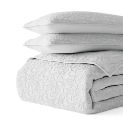 Gray Floral Stitch 2-pc. Twin Quilt Set