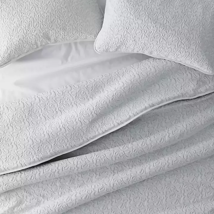 Gray Floral Stitch 2-pc. Twin Quilt Set