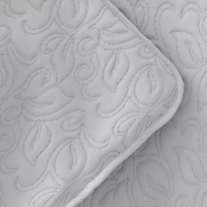 Gray Floral Stitch 2-pc. Twin Quilt Set