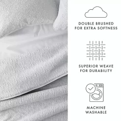 Gray Floral Stitch 2-pc. Twin Quilt Set