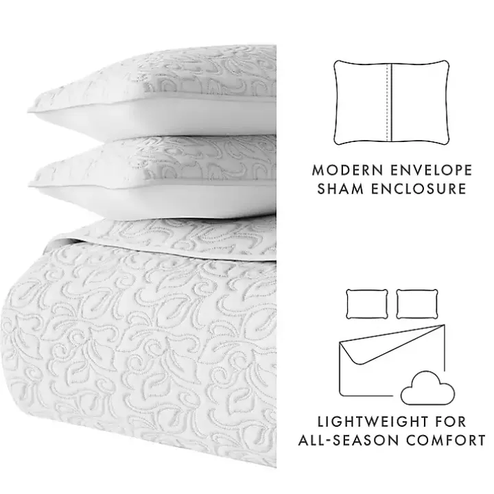 Gray Floral Stitch 2-pc. Twin Quilt Set