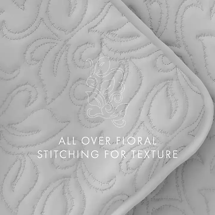 Gray Floral Stitch 2-pc. Twin Quilt Set