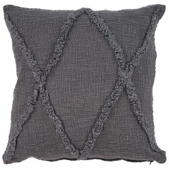 Gray Fringe Diamond Pillow, 20 in.